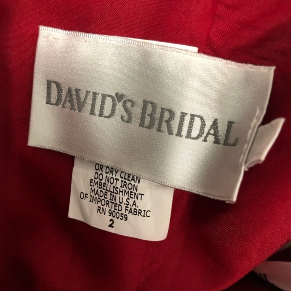 DAVIDS BRIDAL Strapless Red Evening Gown Bustier Sweetheart Neck Mini Dress Sz 2 - Picture 8 of 12